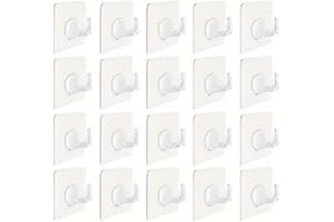 20 Pcs Heavy Duty Transparent Adhesive Hooks - Waterproof No-Drill Wall Hangers for Kitchen Bathroom & Office Nano Adhesive P