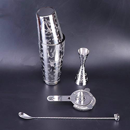 Peng sounded Cocktail-Barkeeper-Set, Totenkopf-Cocktail-Shaker, Barkeeper, Bar-Set: Totenkopf-Shaker, Totenkopf-Sieb… – Bild 3