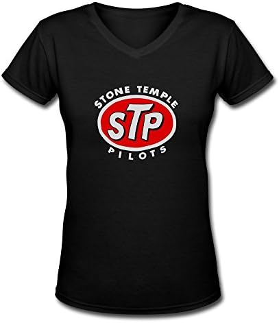 Women's V-Neck Short Sleeve Stone Temple Pilots Logo 1 Tshirts S Black