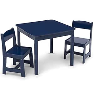 Delta Children MySize Kids Wood Table and Chair Set (2 Chairs Included) - Ideal for Arts &amp; Crafts, Snack Time, Homeschooling, Homework &amp; More, Deep Blue
