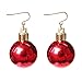 RareLove Gifts Ornament Dangle Earrings For Women Christmas Red Ball Alloy