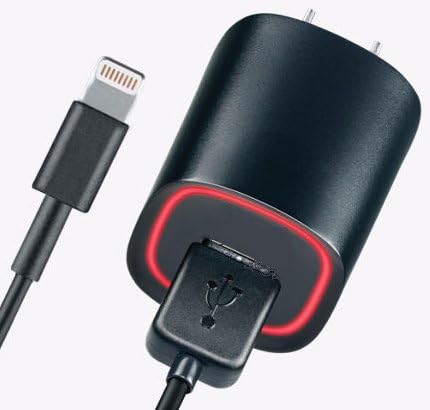Apple iPhone 8 8 plus 7 7 Plus 6 6S 6+ 6S+ SE 5 5S 5c New Fast Lightning Rapid Travel Wall Home Charger Durable Dependable 5 Foot 8 Pin Cable 5v / 2.1 Amp - Red LED MFI Ceritified