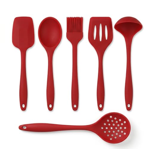Kit de Silicone Maciço Premium Grande - Não Risca Panela - Unidade ou Kit Com 6 - Cozinha Antiaderente - Alta Resistência - Escolha Unidade ou Kit Promocional (Kit 6 Peças - Vermelho)