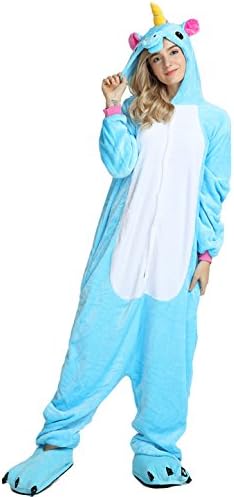 Children's Pajamas Animal Costume Kids Sleeping Wear Kigurumi Pajamas Cosplay (M, Blue Flying Horse)
