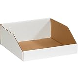 Aviditi BINMT121214 Corrugated Open Top Bin Box, 12" Length x 12" Width x 4-1/2" Height, Oyster White (Case of 50)
