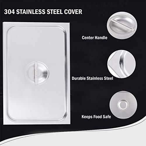 image for Full Size Stainless Steel Steam Table Pan Cover, Kitma 1/1 Size Pan Li