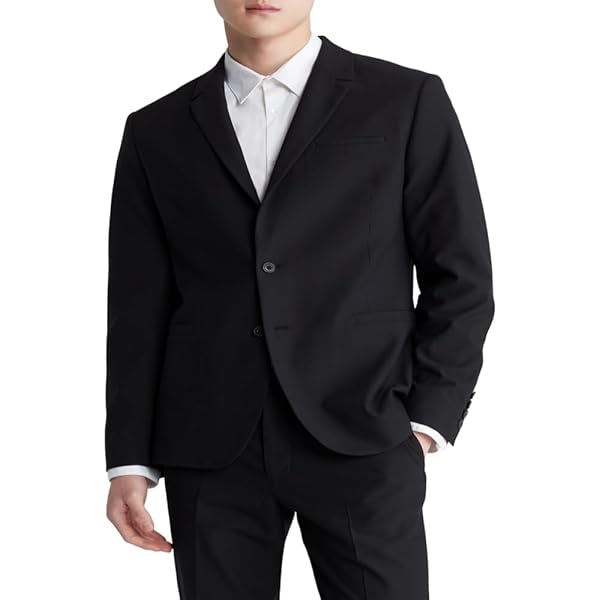 Sean John Mens Classic Two Button Blazer Jacket, Black, 42 Short
