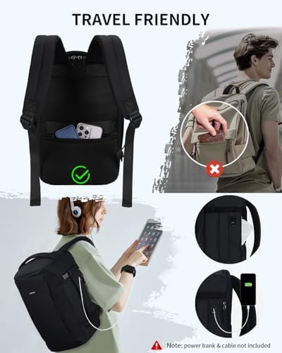 Sac à Dos Cabine Ryanair 40x20x25 pour Avion sous Siège, Sac à Dos Ordinateur 14 Pouces Imperméable, Sac de Voyage en Pet Recyclé pour Femme et Homme, Bagage Cabine Compact, Noir