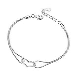 SOURBAN Women Sterling Silver Heart-shaped bracelet
