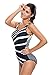 Dokotoo Womens Classic Stripes Push Up Padded High Cut Underwire Plus Size Color Block One Piece Swimsuit Monokini Black XL