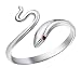 TomSunlight 925 Sterling Silver Adjustable Finger Opening Ruby Eye Snake Ring primary