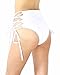 iHeartRaves Side Tie Lace Up High Waisted Rave Booty Shorts (White, Medium)