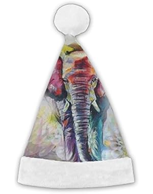 Christmas Hat Bright Color Flower Elephant 3D Graphic Printed Santa Cap For Adults And Children