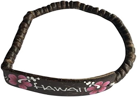 Hawaiian Coconut Hand Painted Flower Bracelet (Hawaii Fuschia Flower)