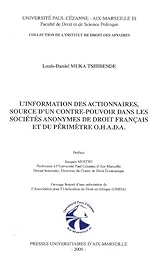 L' information des actionnaires, source d'un contre-pouvoir dans les sociétés anonymes de droit français et du périmètre OHADA