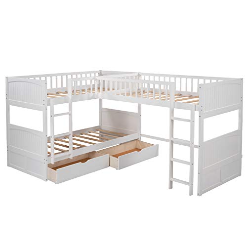 l shaped 3 bunk beds