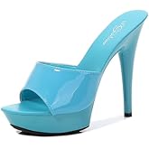 YHEROHG Women's Peep Toe Stiletto platform Sexy Prom Slides 5.12in High Heel FishMouth Open Toe breathe comfort Heeled Y2K Party Sandals for Evening Wedding