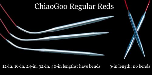 Chiaogoo Stainless Steel Regular Red Circular Knitting Needles: US Size 4, 12-Inch Cable (Metric Size 3.50, 30.5cm Cable)