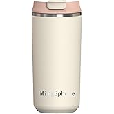 MingSphere Travel Coffee Mug with Lid, 12 oz Insulated Tumbler, Leak Proof Stainless Steel Cup, for Hot Coffee, Iced Tea & Water, BPA Free, Car Cups Holder Friendly, Beige