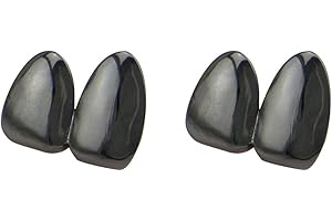 ERKIES 2 Pcs 18K Gold Plated Double Tooth Cap Hip Hop Teeth Grillz Vampire Fangs Grills Set for Men and Women Rapper Cosplay Costume