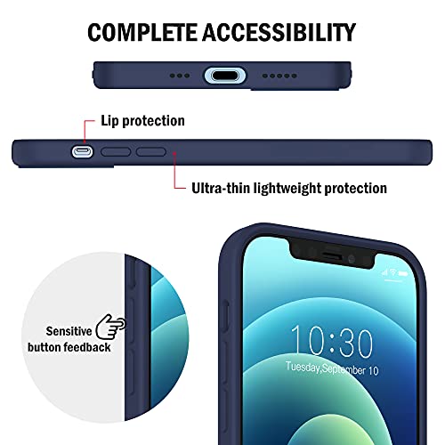 iPhone 12 Pro Phone Case Silicone - USLAI Liquid Silicone Case for iPhone 12/12 Pro 6.1 inch, Flexible Gel Rubber Full Body Shockproof Protective Case, Slim Soft Microfiber Lining Cover, Navy Blue