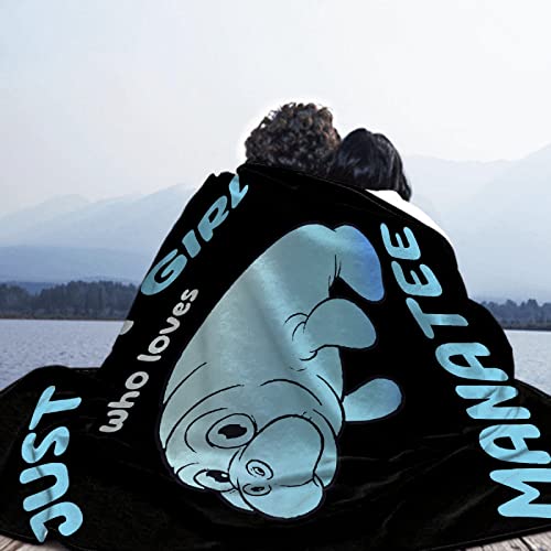 Manatee Lover Flannel Blanket-Just A Girl Manatees Underwater Sea Animal Soft Lightweight Capybara Blankets for Sofa Bed Polyester Throw Warm Blanket Gift for Girl Women(40\'\'x50\'\'for Kids/Children)