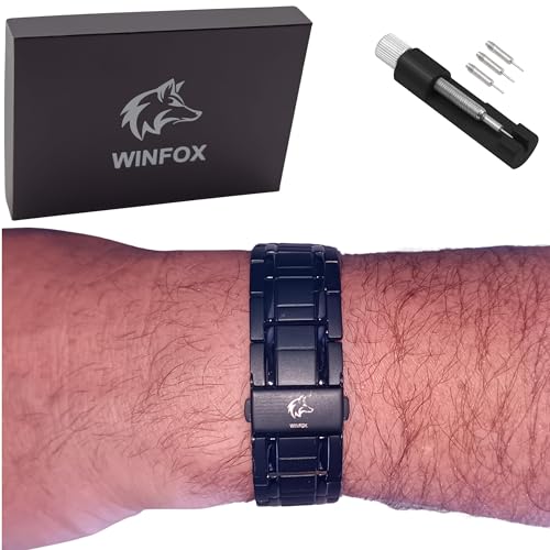 Bracelet Magnetique Homme PREMIUM, Titane, Le Plus Puissant du marché, Bijou Aimanté Inoxydable, Ultra Résistant, 60 Aimants en Néodyme de Terre Rare, Outil de Dimensionnement, WINFOX777