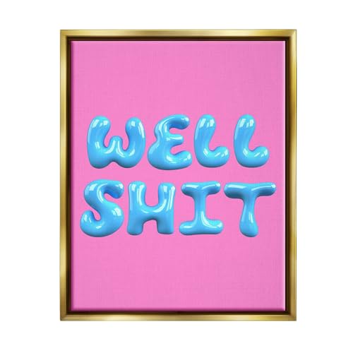 Stupell Industries Pink & Blue Well Sh*t Framed Floater Canvas Wall Art by Hous…