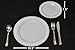 25 Heavyweight Elegant Plastic Disposable Place Settings: 25 Dinner Plates, 25 Salad or Dessert Plates & 25 Polished Silver Plastic Forks Knives & Spoons