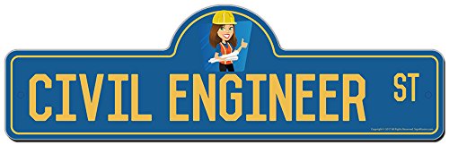 SignMission Civil Engineer Street Sign | Indoor/Outdoor | Funny Home Decor for Garages, Living Rooms, Bedroom, Offices Personalized Gift