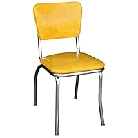 Richardson Seating Retro Chrome Kitchen Chair with 1" Pulled Seat, NULL, Cracked Ice Yellow
