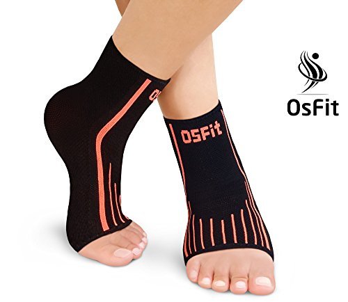 Premium Foot Care Compression Sleeve Pair By Osfit-Best Ankle Brace For Arch & Ankle Support–Top Football, Basketball, Volleyball, Running Ankle Support Braces For Pain Relief & Enhanced Circulation