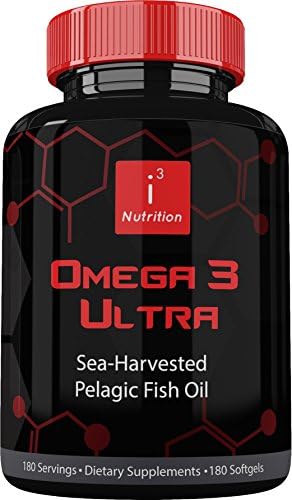 i3 Nutrition Omega 3 Ultra : Sea Harvested Pelagic Fish Oil : 180 capsules : 1000 mg PREMIUM Omega 3 Fish Oil Supplement All the Essential Fatty Acids, EPA &amp; DHA To Bring Balance To Your Diet TODAY