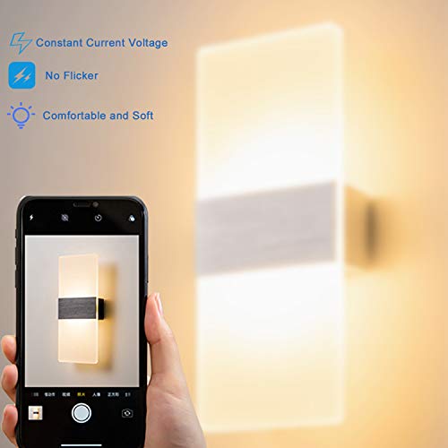 Yafido 4 stuks wandlampen voor binnen, led-wandlamp, 12 W, acryl wandverlichting, modern up-down, warmwit, 3000 K, voor… - Afbeelding 4