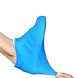 Blue Waterproof Rain Shoe Covers  for Traveling - Durable,Water Resistant,Non slip,Non-toxic,Recyclable,Stretchable Boot Overshoe - Elasticity Gear Galoshes fits for Men Women Kids (Large US 7.5-11)