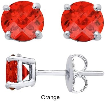Tachyonized 5mm Orange Stud Earrings Sterling Silver - The Ear is a Microsystem - Energize It