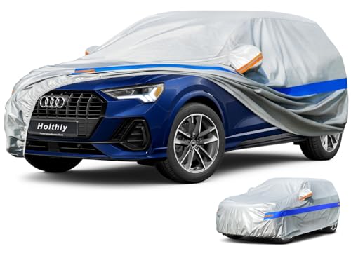 Holthly 10-Layer Outdoor Car Cover, 100% Waterproof, Car Cover Suitable for 4 x 4 SUV Renault Duster Kadjar Austral, Peugeot 3008, Audi Q3, BMW X1 etc.YM+