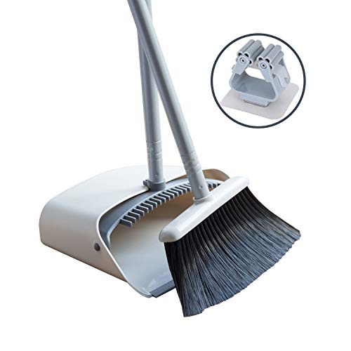 JEHONN Broom and Dustpan Set, Sweep Set Upright Stand Up & Store Long Handle Indoor Outdoor for Home Kitchen with Broom Holder - Thumbnail 7