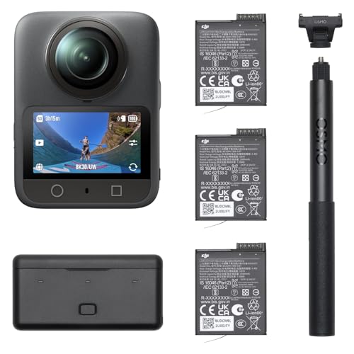 DJI Osmo 360 Camera Adventure Combo, Waterproof 8K 360° Action Camera with 1-Inch 360° Imaging, Extended Battery Life with 3 Batteries, Native 8K 360° Video, 105GB Built-in Storage, 360 Action Camera Image