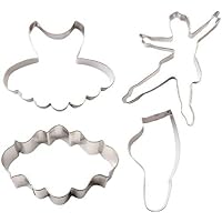 4 Piece Ballet Tutu Slipper Ballerina Plaque Cookie Cutter Set #KD-33