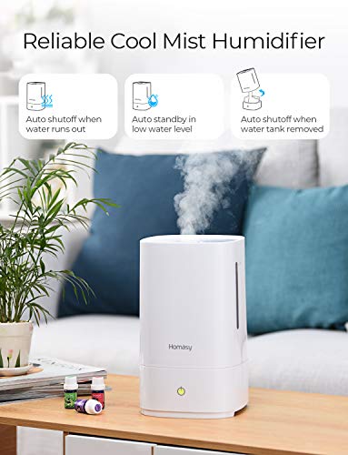 Homasy Humidifiers with Essential Oil Nozzle, 4.5L Ultrasonic Cool Mist Humidifier for Bedroom, Large-Capacity Vaporizer Humidifying Unit with Whisper-Quiet & Auto Shut-Off (Top Refilling Design) - Thumbnail 6