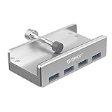 ORICO USB 3.0 Hub, 4 Port USB3.0 Clip-Type Aluminum Alloy Portable Size Travel Super Speed Hub Station for iMac MacBook PC Laptop