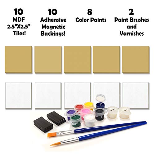 VHALE Paint Your Own Fiberboard Tile Art, 10 Sets of MDF Tiles