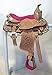 Equitem 10″ Youth Rough Out Leather Western Show Saddle Pink Suede with Headstall Breastcollar Silver Trim (Pink)thumb 2