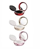 1PCS 15ml 0.5oz Empty Upscale Portable Make-up Powder Container Air Cushion Puff Case with Sponge Powder Puff Inner Container and Mirror Round Foundation BB Cream Box (red)