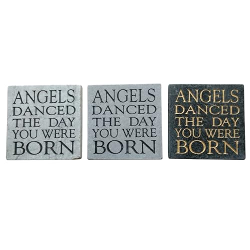Blue Sky Ceramic, Multicolor, Angels Danced The Day You were Born Stone Tile, 4" x 4" (4025116) at Amazon