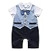 TNYKER Baby Boy Suit, Toddler Short Sleeve Rompers Infant Outfit Onesie with Bow tie, 80, Blue