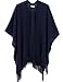 Knit Shawl Wrap for Women - Soul Young Ladies Fringe Knitted Poncho Blanket Cardigan Cape(One Size,Navy)