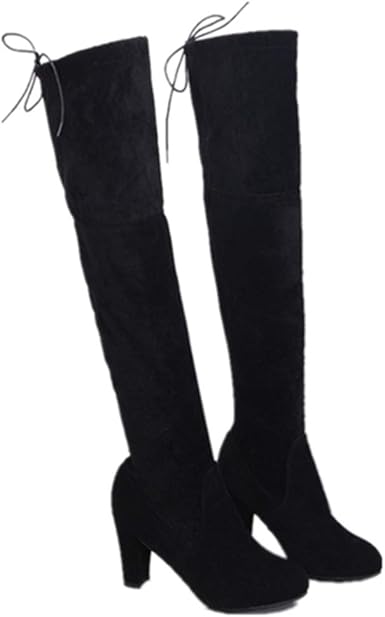 Amazon Com Women High Heel Rubber Outsole Lace Up Casual Solid Winter Long Boots Dresses Clothing