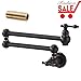 VOKIM Kitchen Pot Filler Folding Faucet Lead-Free Oil Rubbed Bronze Brass Double Joint Swing Arm Sink Faucet Articulating Wall Mount Two Handle Black